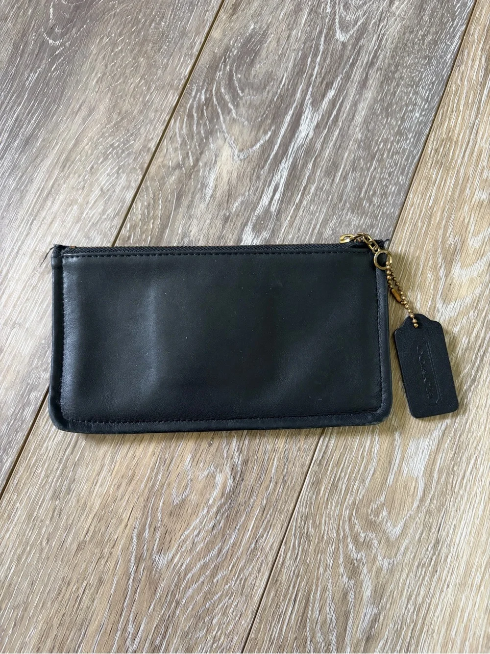 Coach Vintage Black Leather Skinny Case #7170 Pouch Wallet